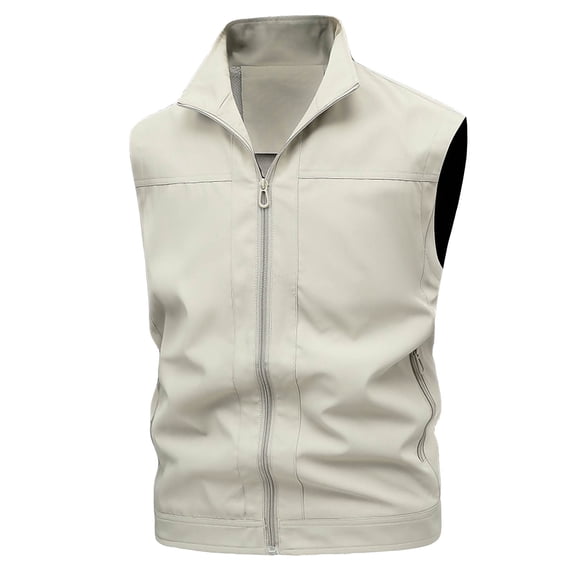 Riecok Sport Vest for Men Lapel Neck Sleeveless Jackets Zip up Coats with Pockets Casual Athletic Outerwear