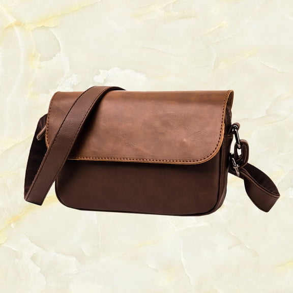 DECORNIJIA Men's Crossbody Bag, Khaki PU Faux Shoulder Messenger Bag, Small Travel Sling Purse, 8.3 x 2.4 x 5.9 in