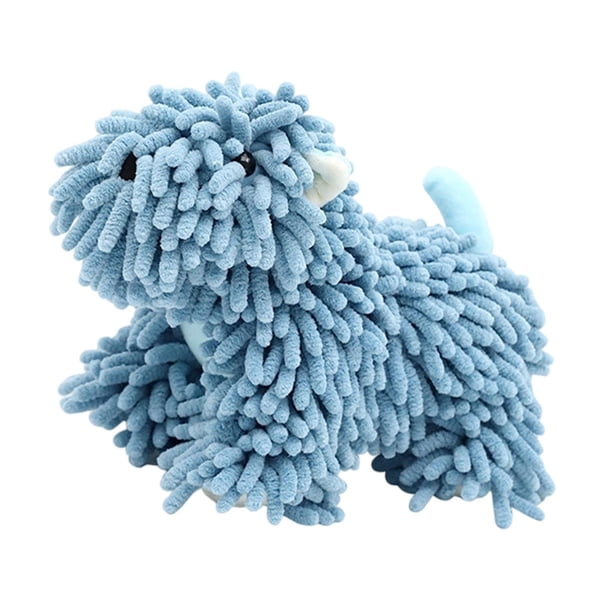 Toalla de mano de chenilla con forma de perro de dibujos animados, bola de chenilla de secado rápido, paño de limpieza ligero, toalla de baño, paño de Azul