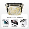 thumbnail image 5 of Fuzoiu White Rose Print Unisex Square Double Layer Waist Bag,Crossbody Fanny Pack Travel Workout Accessory, 5 of 9