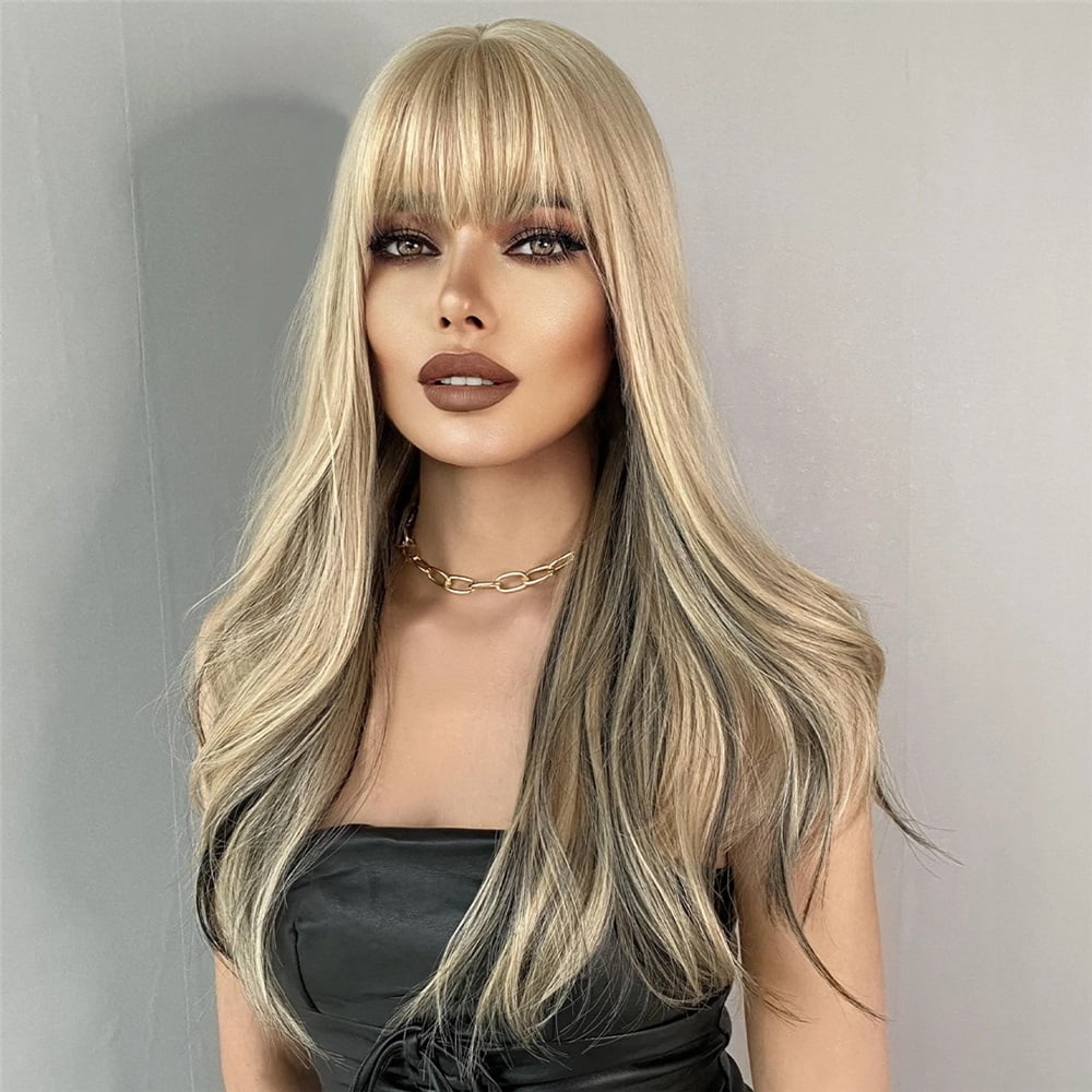 Long Wavy Curly Wigs HD Black Blonde Hair Party Heat Resistant Fake Hair Synthetic Wig