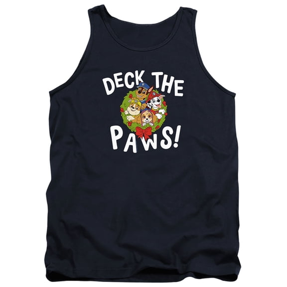 Paw Patrol Christmas Deck The Paws Unisex Adult Tank Top,Navy, Small