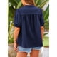 thumbnail image 2 of Camisa PRETTYGARDEN de algodón azul marino con botones y mangas farol para mujer M, 2 of 9