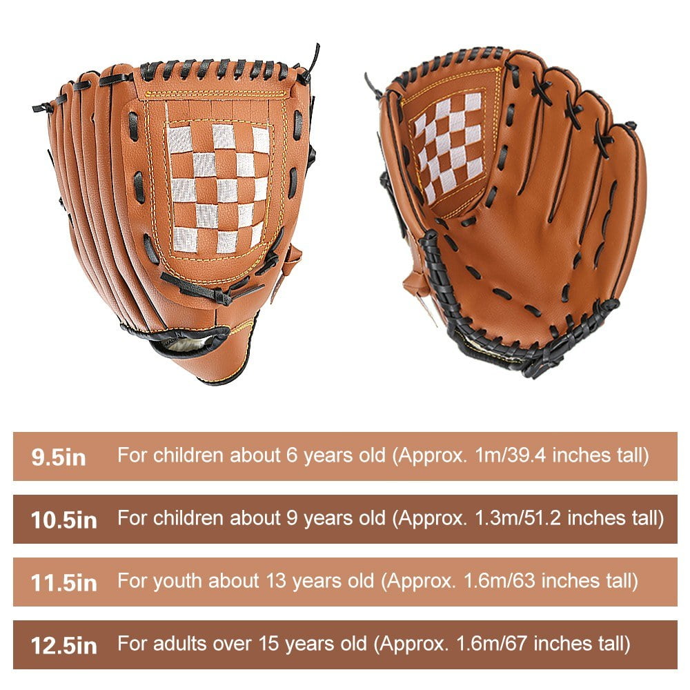 9.5in Outdoor Baseball Glove for Adults and Youth Infielder Pitcher Mitt