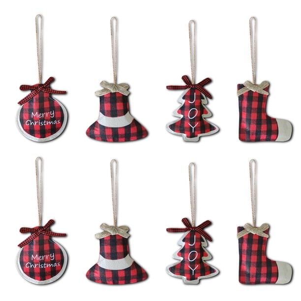 Moyic Juego de 8 Uds. De colgantes de campana de Feliz Navidad, decoración de adornos, medias no tejidas, decoración de granja, patio, niños, niñas Kits de decoración para fiestas No.01 Moyic HA009163-01
