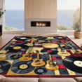 thumbnail image 2 of Design&I 8'x10' Washable Area Rug Record Music Collage Disc Guitar Notes Scatter Cd Shape Vinyl for King Size Bedroom, Under Bed, Sleek Flatweave Pet Friendly, 2 of 7