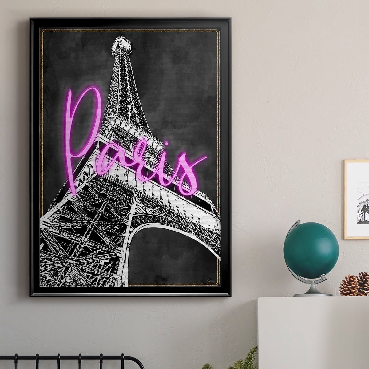 Neon Nights In Paris Premium Classic Framed Print - Ready to Hang