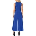 thumbnail image 3 of INSPIRE CHIC Women's Wide Leg Jumpsuits Chiffon V Neck Cocktail Sleeveless Jumpsuit M Royal Blue, 3 of 4