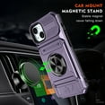 thumbnail image 3 of Designed for iPhone 15 Plus Case Hidden with Card Holder & 360 Ring Stand/Kickstand, Hard PC + Soft TPU [Drop Protection] Heavy Duty Rugged Protective Cover For iPhone 15 Plus, Violet, 3 of 7