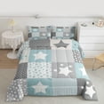 thumbnail image 2 of Feelyou Cartoon Blue Stars Full Size Comforter Sets for Kids, Polka Dots Patchwork Bedding Comforter Set, Buffalo Plaid Reversible Bedding Sets, Super Cozy Room Decor, 3 Pieces, 2 of 8