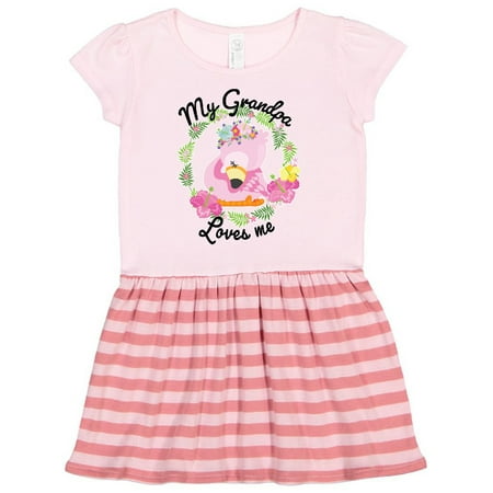 

Inktastic Baby Flamingo My Grandpa Loves Me with Flower Wreath Gift Toddler Girl Dress