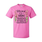 Inktastic Blessed to Be a Mom, Grandma, and Great Grandma Pink Flowers T-Shirt