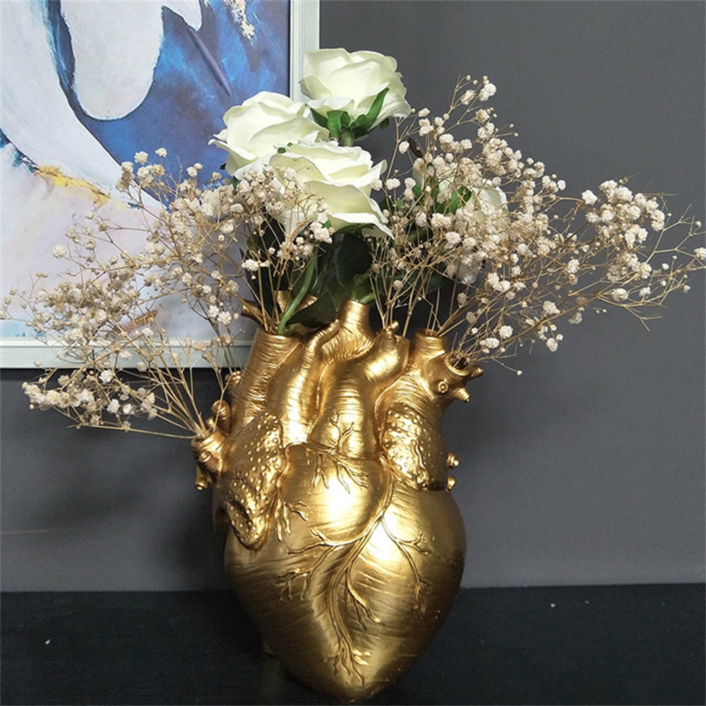Anatomical Heart Vase Resin Flower Pot Desktop Ornament Home Shelf Table Decor