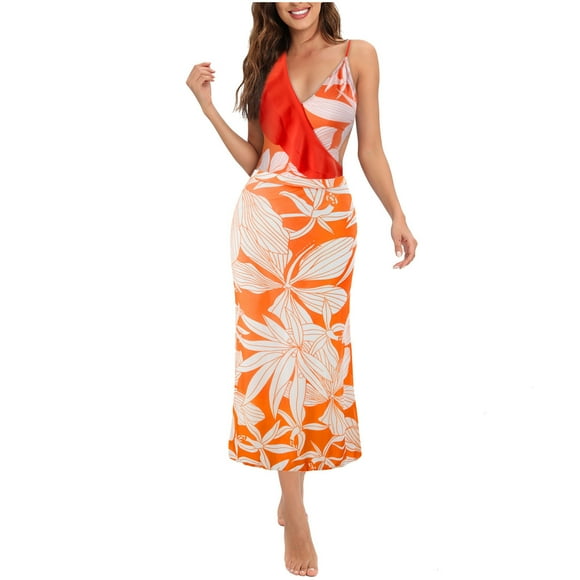 FcBaudy Womens Swimsuits Bathing Suit for Women Plus Size Swimsuit for Women Ladies Fashion Retro Flower Print Tight Fitting Sexy Women's Swimsuit Skirt Women Swimsuit