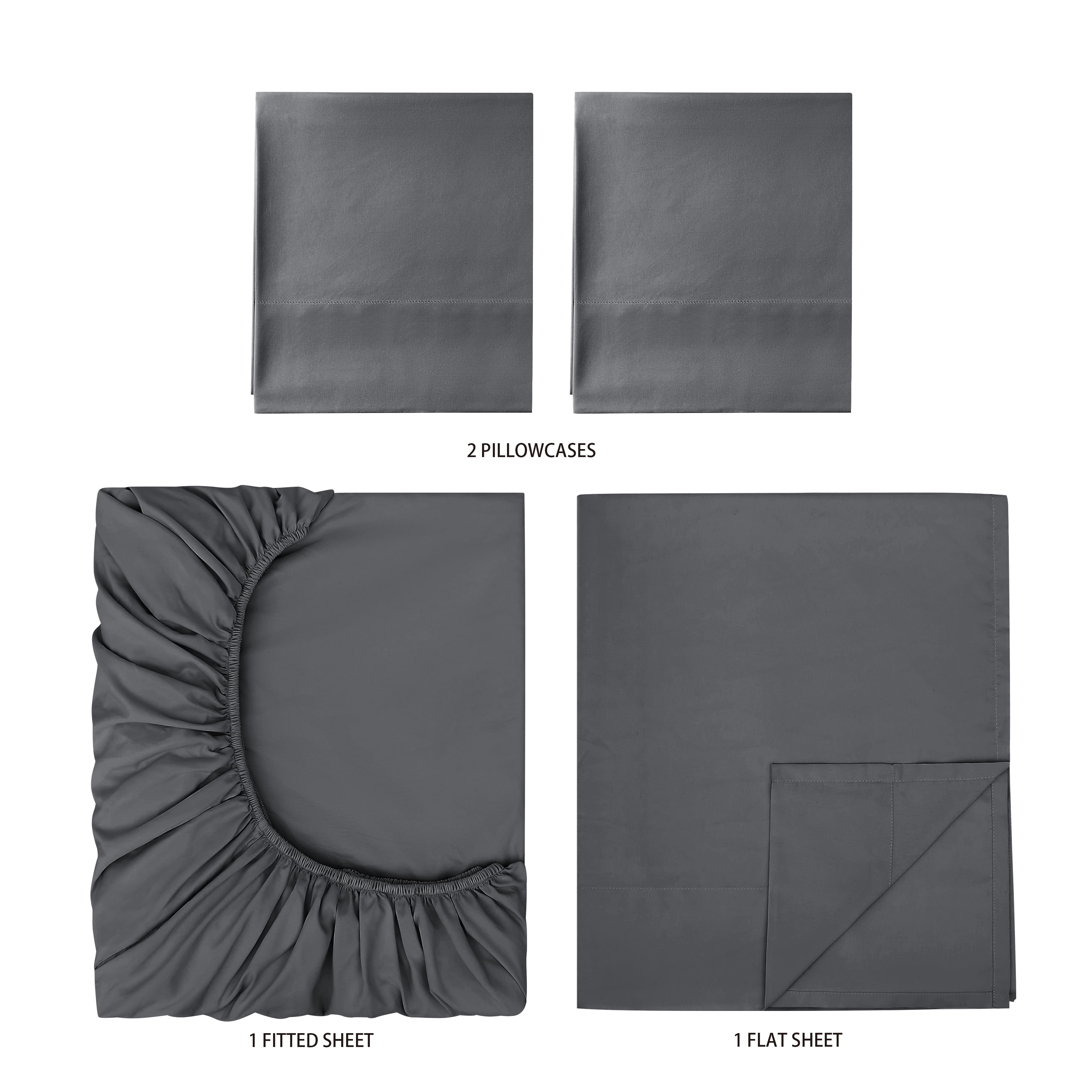 Mainstays Super Soft Brushed Microfiber Bed Sheet Set, Full, Soothing Gray, 4 Piece