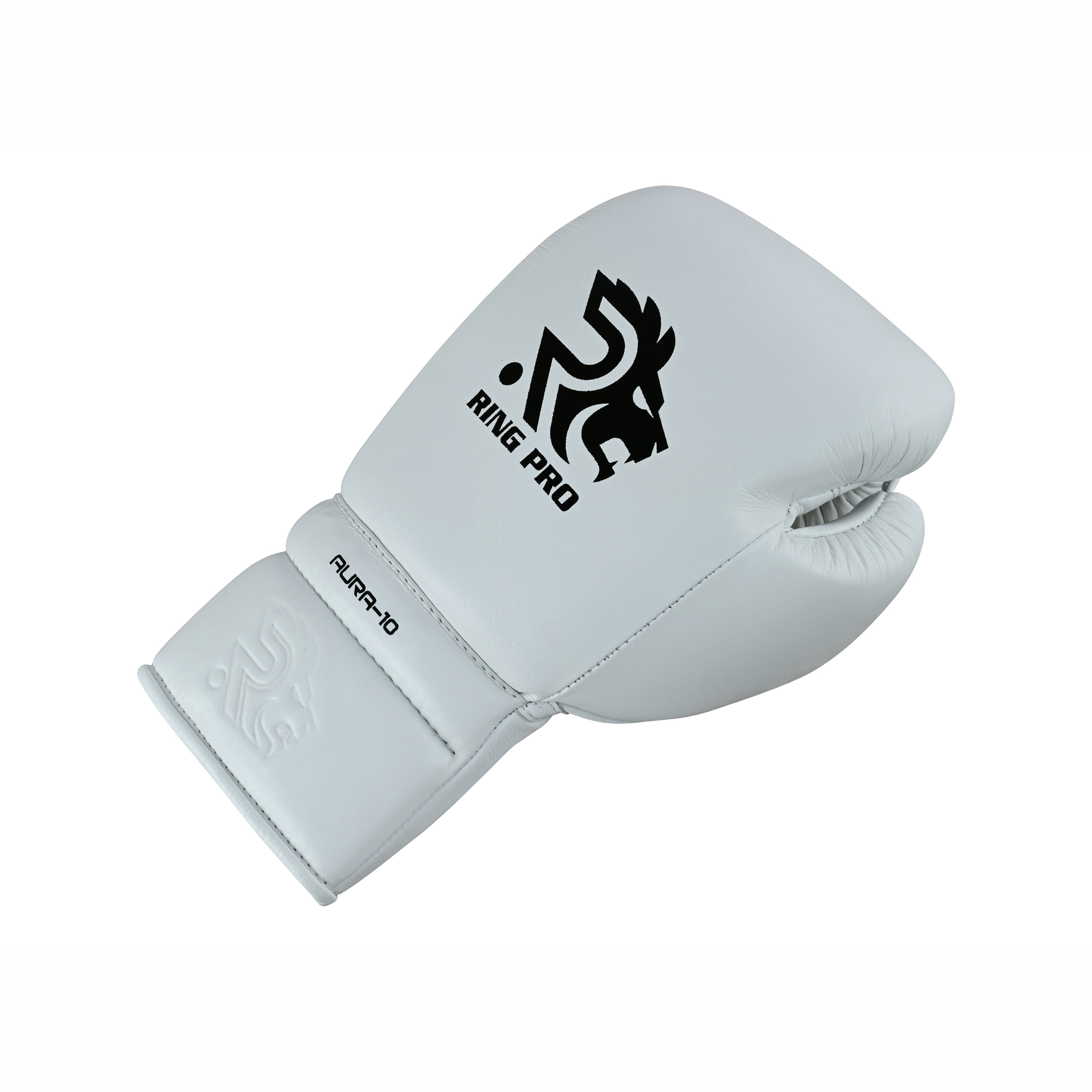Ring Pro Sports Aura-100 Series Boxing Glove Made of Genuine Cowhide Leather for Boxing & MMA - White 16 oz