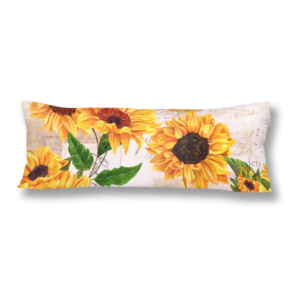 Gckg Watercolor Painting Paper Sunflower Body Pillow Covers