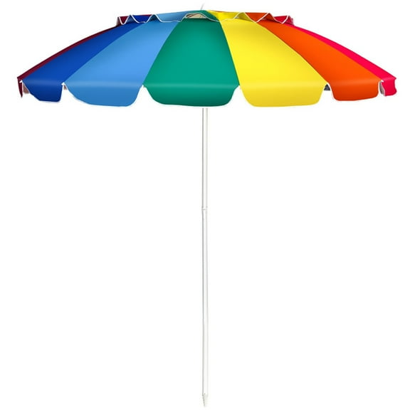 Kadyn Outdoor Patio Umbrella, Outdoor Market Table Umbrella, 8FT Portable Beach Umbrella with Sand Anchor and Tilt Mechanism for Garden and Patio-Multicolor