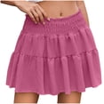 thumbnail image 2 of OSFVNOXV Mini Skirts for Women Summer Flowy Tiered A-Line Beach Boho Skirts Elastic Waist High Waisted Going Out Dating Night Skirts, 2 of 9