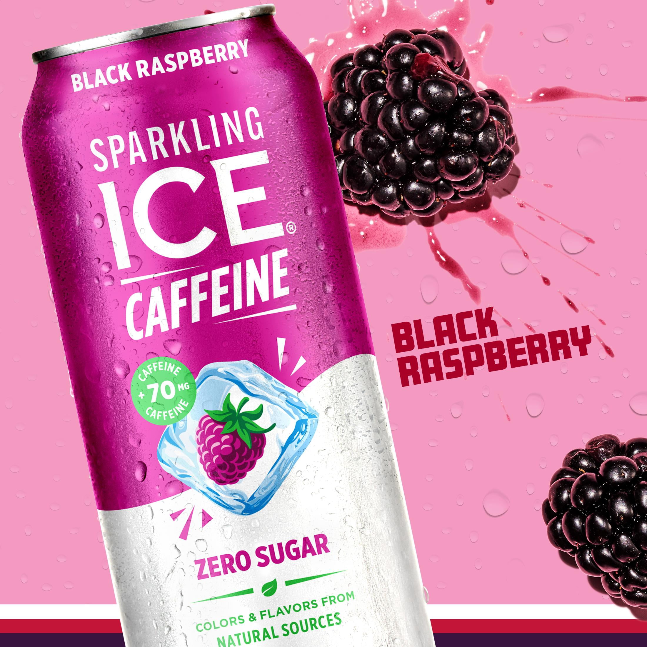 (6 pack) Sparkling Ice Caffeine Naturally Flavored Sparkling Water Black Raspberry 16 fl oz