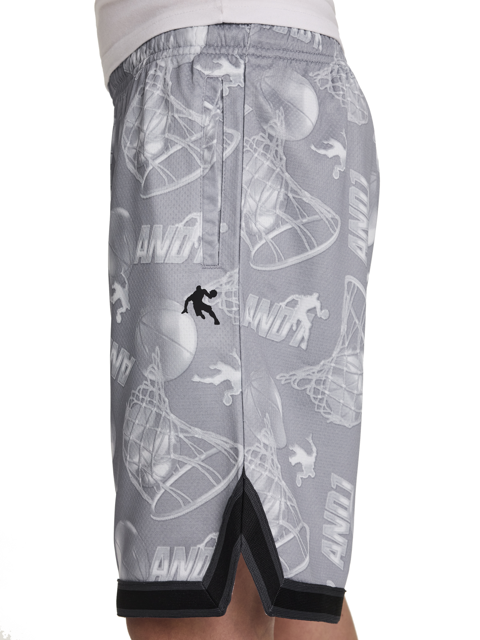 AND1 Boy's Athletic Platinum Short, 7" Inseam, Sizes 4-18