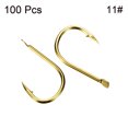 thumbnail image 3 of Uxcell 11# 0.45" J Shape High Carbon Steel Claw Fish Catfish Hooks with Barbs, Gold Tone 100 Pack, 3 of 5