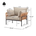 thumbnail image 4 of 36" Beige and Light Wood-Tone Rope Iron Lounge Chair with Cushions, Perfect for Natural and Modern Spaces, 4 of 6