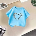 thumbnail image 2 of SGMVNU Graphic Tees for Girls Casual Loose Fit Short Sleeve Heart Prints Tshirts Summer Crewneck Tops Back to School Kids Clothes, Size 9-10 Years, Blue, 2 of 4
