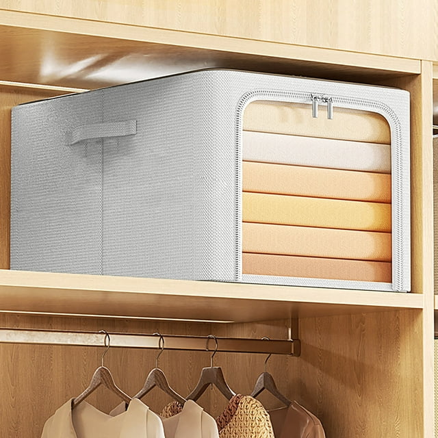 RKSTN Storage and Organization Clothes Storage Organizer Bins Containers, Stackable Storage Bins-Foldable Oxford Cloth Steel Frame Storage Box For Clothing Storage Reinforced Handles Steel Storage Bins