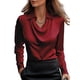 thumbnail image 1 of Blusa CORIRESHA para mujer elegante con cuello vuelto satinado, color rojo, 1 of 1
