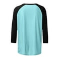 thumbnail image 5 of RQYYD Quarter Length Sleeve Tops for Women 3/4 Length Sleeve Crew-Neck T Shirts Color Block Casual Cotton Womens Tops, 5 of 5