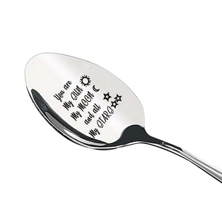 

Greenred Soup Spoon Glossy Easy Clean Romantic Lettering Stainless Steel Free Engraved Coffee Spoon Restaurant Supplies