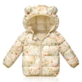 thumbnail image 2 of JUMEYU Jackets for Girls Snow Floral Bear-Ear Hood Puffer Jacket for Girls Zip-Up Winter Coat (Yellow,7-8 Years), 2 of 7