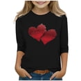 thumbnail image 1 of Children's Valentine's Day Casual Heart-shaped Printed Pattern Quarter Sleeve Round Neck, 1 of 4