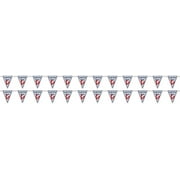 Beistle 2 Piece Plastic Lobster Bake Pennant Banners for Luau Theme Decorations, 9" x 10' 9", Blue/Red/White