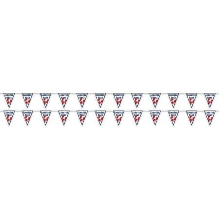 Beistle 2 Piece Plastic Lobster Bake Pennant Banners for Luau Theme Decorations, 9" x 10' 9", Blue/Red/White