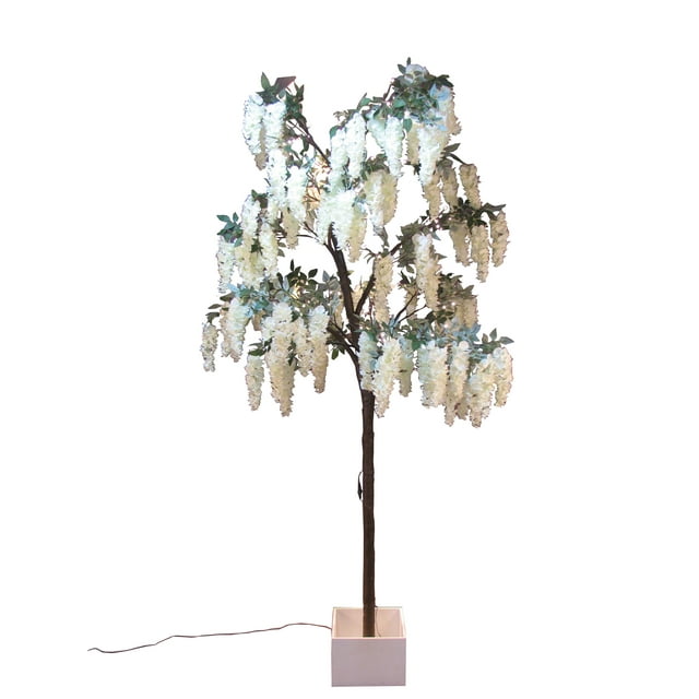 9.8 Ft H Artificial Wisteria Tree With 192 Warm White LEDs Indoor Use Only Home Plant Decor