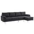 thumbnail image 3 of Couches for Living Room, Convertible Sectional Sofa Couch L Shaped Couch in Cotton with Reversible Chaise and Metal Legs, 4-seat Modular Sofa for Apartment, Small Space, Lounge, Black, 3 of 9