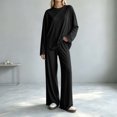 thumbnail image 3 of Iyufng Womens Two Piece Sets Loose Round Neck Long Sleeve Tops Elastic Waist Wide Leg Pants Loungewear Sets, 3 of 7