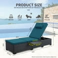 thumbnail image 2 of Outdoor Chaise Lounge Chairs for Outside Patio Furniture Set of 2 Wicker Recliner Black Rattan Reclining Pool Sunbathing Chair Adjustable Backrest Lounger with Peacock Blue Cushion, 2 of 8