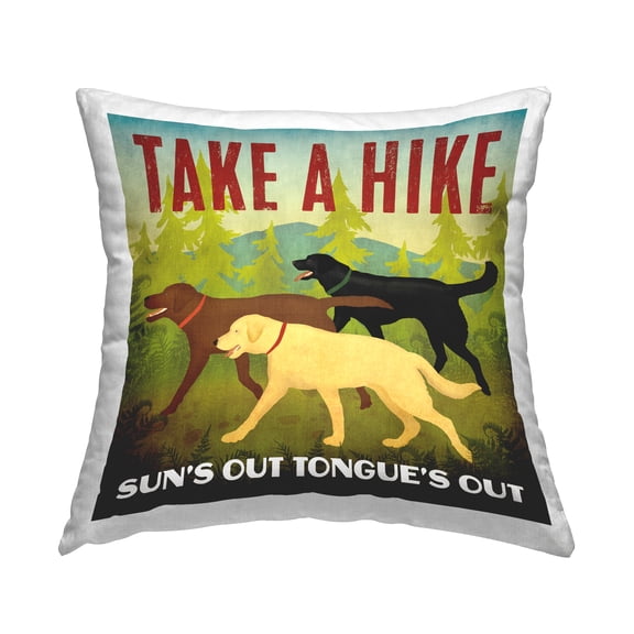 Stupell Industries Take A Hike Funny Dog Phrase Square Decorative Printed Throw Pillow, 18 x 18