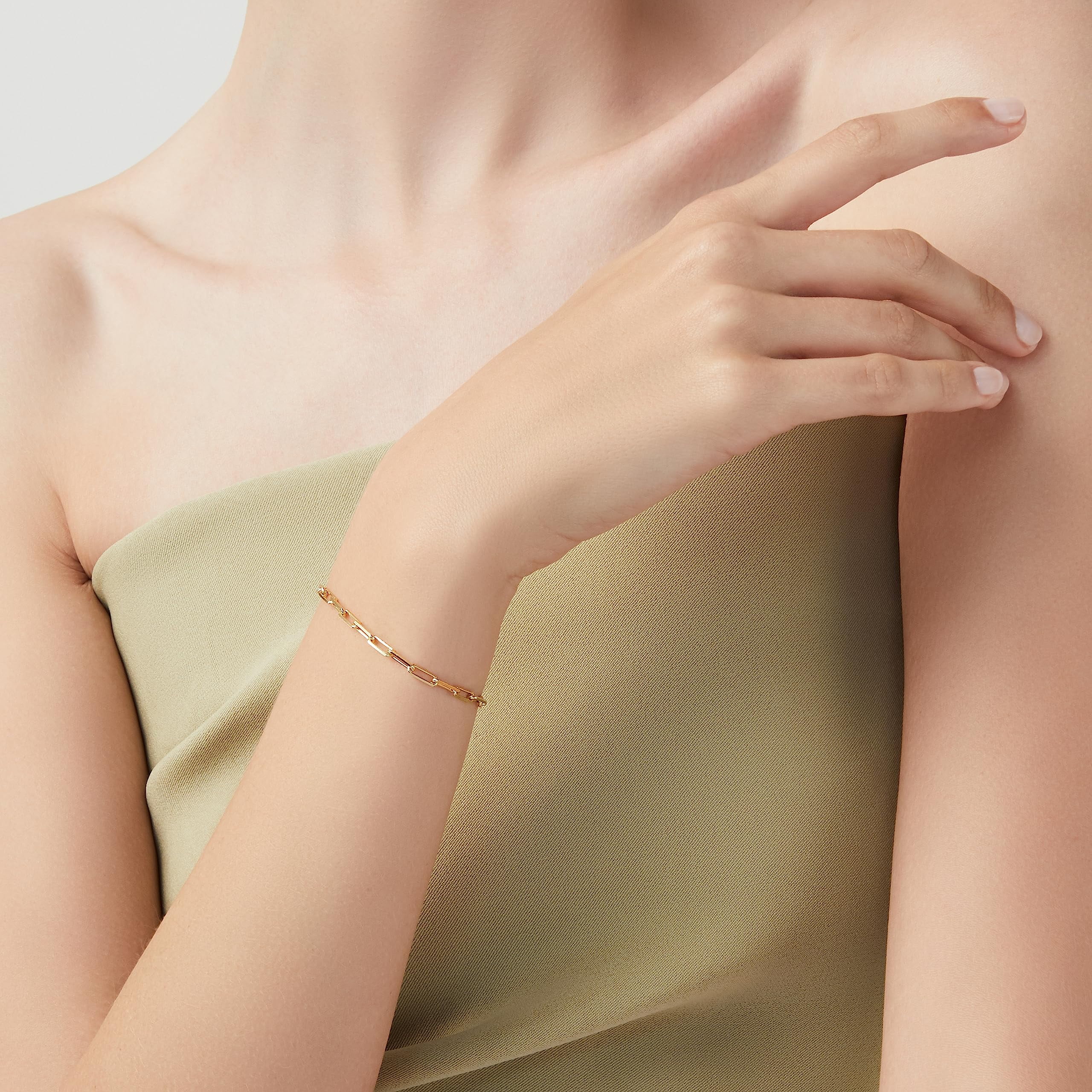 Miabella Solid 18K Gold Over Sterling Silver Italian 3mm Paperclip Link Chain Bracelet for Women Men, Made in Italy (Length 7 Inches)