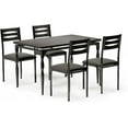 thumbnail image 3 of 5 Piece Dining Table Set for 4, Industrial Style Dining Table and 4 Chairs Set, Kitchen Table Set for Dining Room Kitchen Apartment, Kitchen Table with Alien Table Legs, 3 of 7