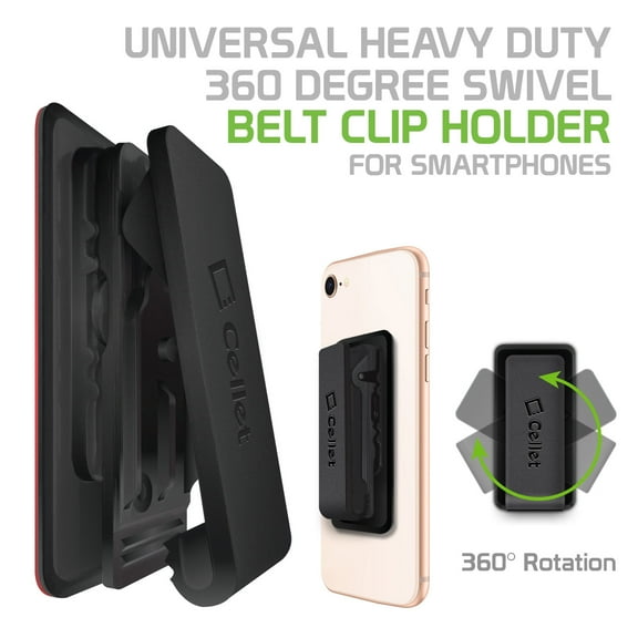 Cellet Heavy Duty 360 Degree Swivel Belt Clip Holder Compatible for Smartphones Walkie Talkie and Motorola Moto Z3/Z3 Play/E5 Plus/E5 Play/Moto G6/G6 Play/G5 Plus/Moto X4/Z2 Force/E4 Plus/E4/Z2 Play