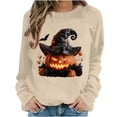 thumbnail image 2 of BRGZLK Halloween Witch Sweatshirts Women 2026 Fall Novelty Crew Neck Horror Season Long Sleeve Lightweight Warm Comfort Soft Pullover Tshirt for Party Khaki C L, 2 of 6