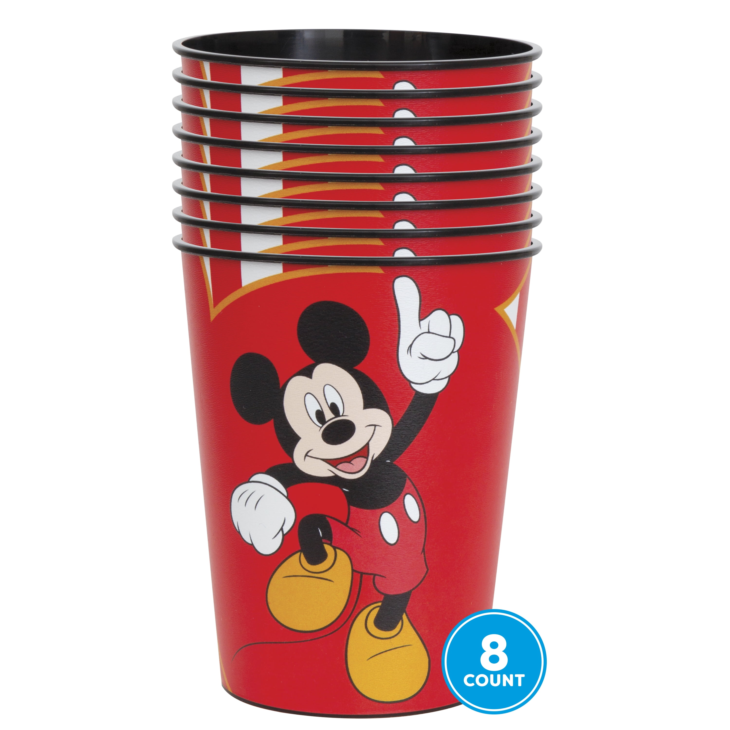 Mickey Mouse Forever Party Supplies Pack Serves 16 Bundle for 16 Dinner Plates Luncheon Napkins Cups and Table Cover with Birthday Candles