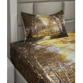 thumbnail image 2 of Ambesonne Forest Fitted & Top Sheet Set with Sham, Autumn Birch Trees River, Yellow Brown White, 2 of 4