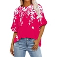 thumbnail image 2 of Shorts pour Femmes, Chemises pour Femmes, Mode Femmes Dames Décontractée Courte à Manches Courtes Imprimée Chemise Ample Blouse Haut, 2 of 5