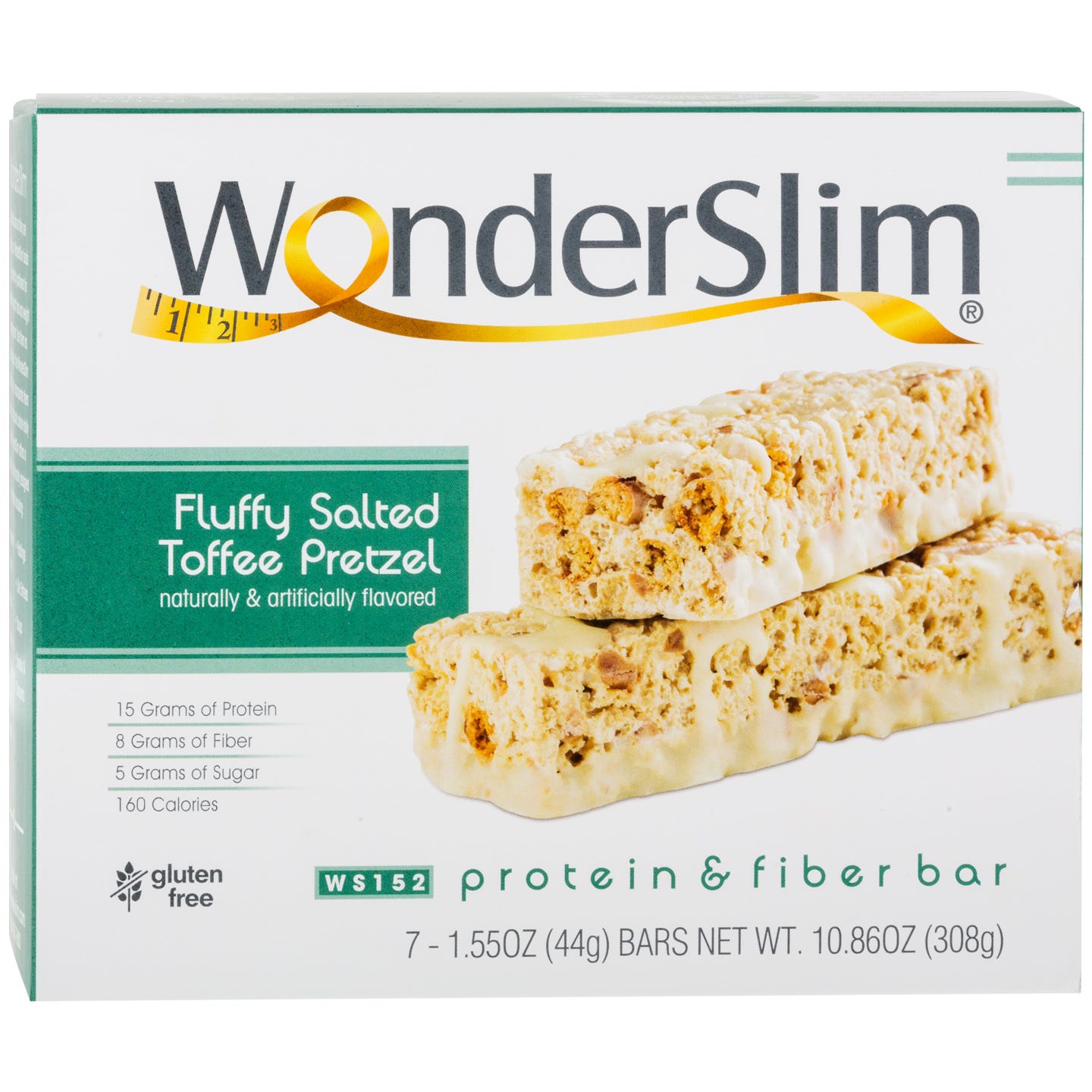 WonderSlim Protein & Fiber Bar, Fluffy Salted Toffee Pretzel, 15g