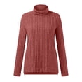 thumbnail image 4 of idosla Womens Tunic Tops Turtleneck Long Sleeve Shirts Oversized Fall Sweaters Side Split High Low Hemline (Orange, L), 4 of 4